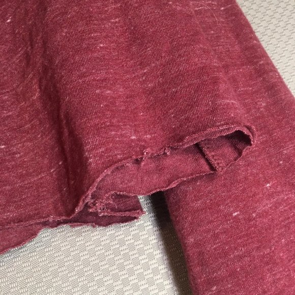 PACSUN WOMENS CROPPED HOODIE BURGUNDY DISTRESSED MEDIUM - Picture 9 of 12